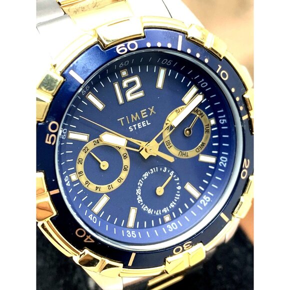 Timex Men's Watch TW2T50700 Quartz Blue Dial Two Tone Stainless Steel 44mm - Picture 12 of 13